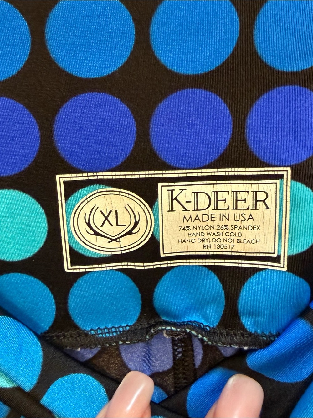 K-DEER Black Active leggin with Bright Blue & Teal Polka Dots
